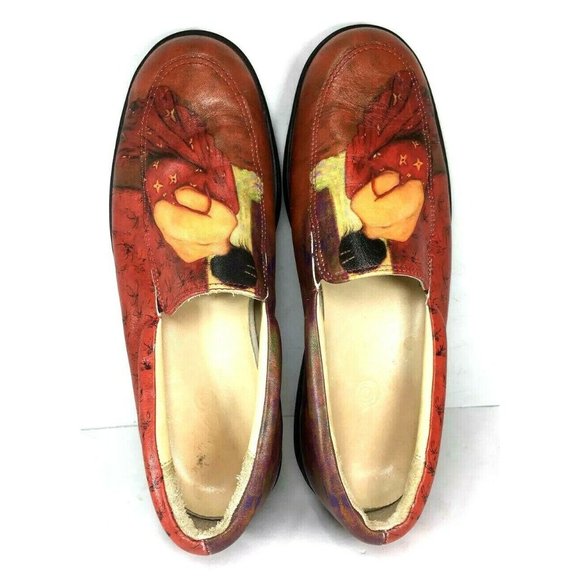 ITALIAN Multicolor Leather 'Woman in a Red Dress' Flat Loafer Shoes - Size 8 M - Picture 4 of 12
